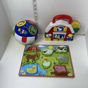 Baby Einstein ball Wooden animal puzzle Mac Donald's Farm lot of 3 Interactive